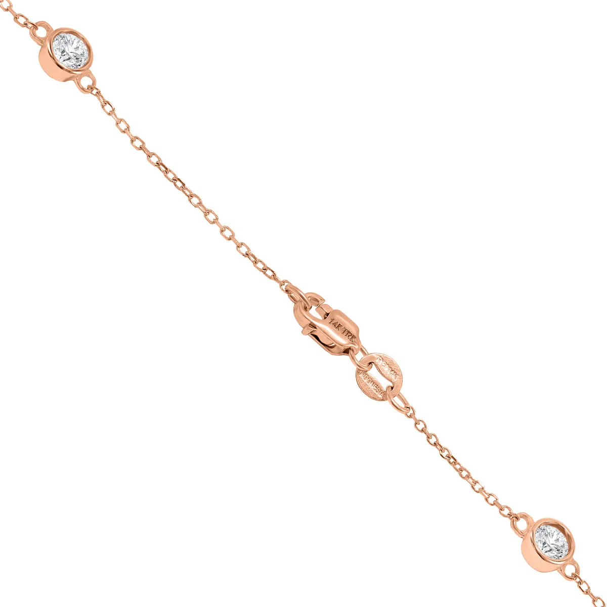 1 1/2 Carat TW Bezel Set Diamond Station Necklace in 14K Rose Gold