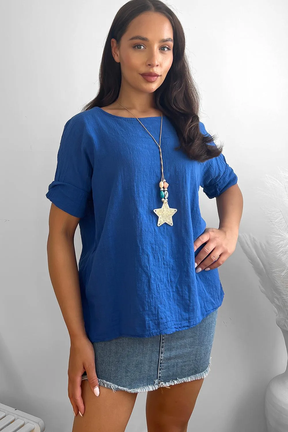 100% Cotton Relaxed Fit Necklace Tunic