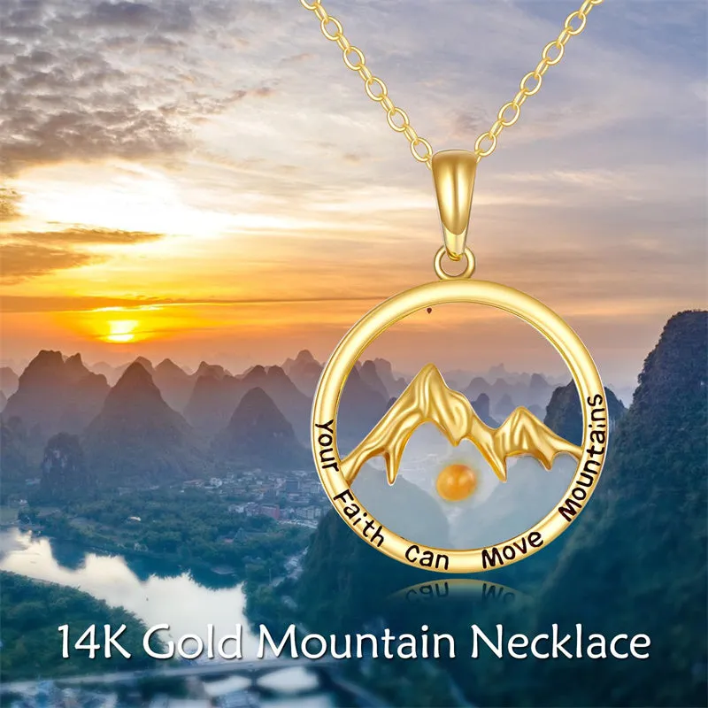 14K Solid Gold Christian Jewelry Gifts for Women 14k Gold Mustard Seed Faith Necklace Your Faith Can Move Mountain