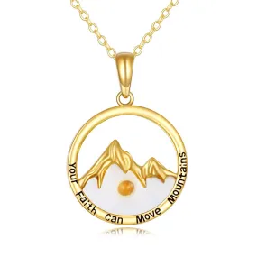 14K Solid Gold Christian Jewelry Gifts for Women 14k Gold Mustard Seed Faith Necklace Your Faith Can Move Mountain