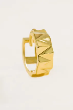 14K Solid Gold Jewelry Bling Square Cut Earring Hoop Ring