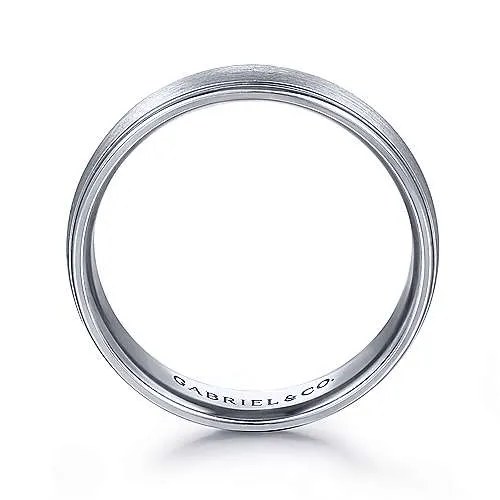 14K White Gold 6mm - Rounded Satin Polished Edge Men's Wedding Band