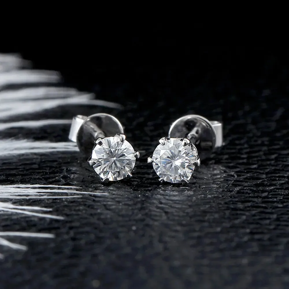 14k White Gold Moissanite Stud Earrings 0.5ctw