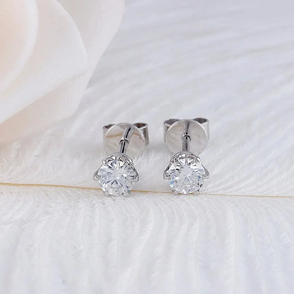 14k White Gold Moissanite Stud Earrings 0.5ctw