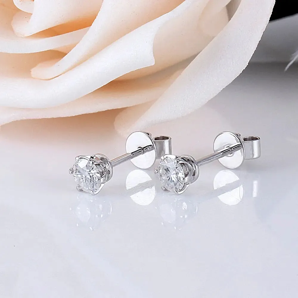 14k White Gold Moissanite Stud Earrings 0.5ctw