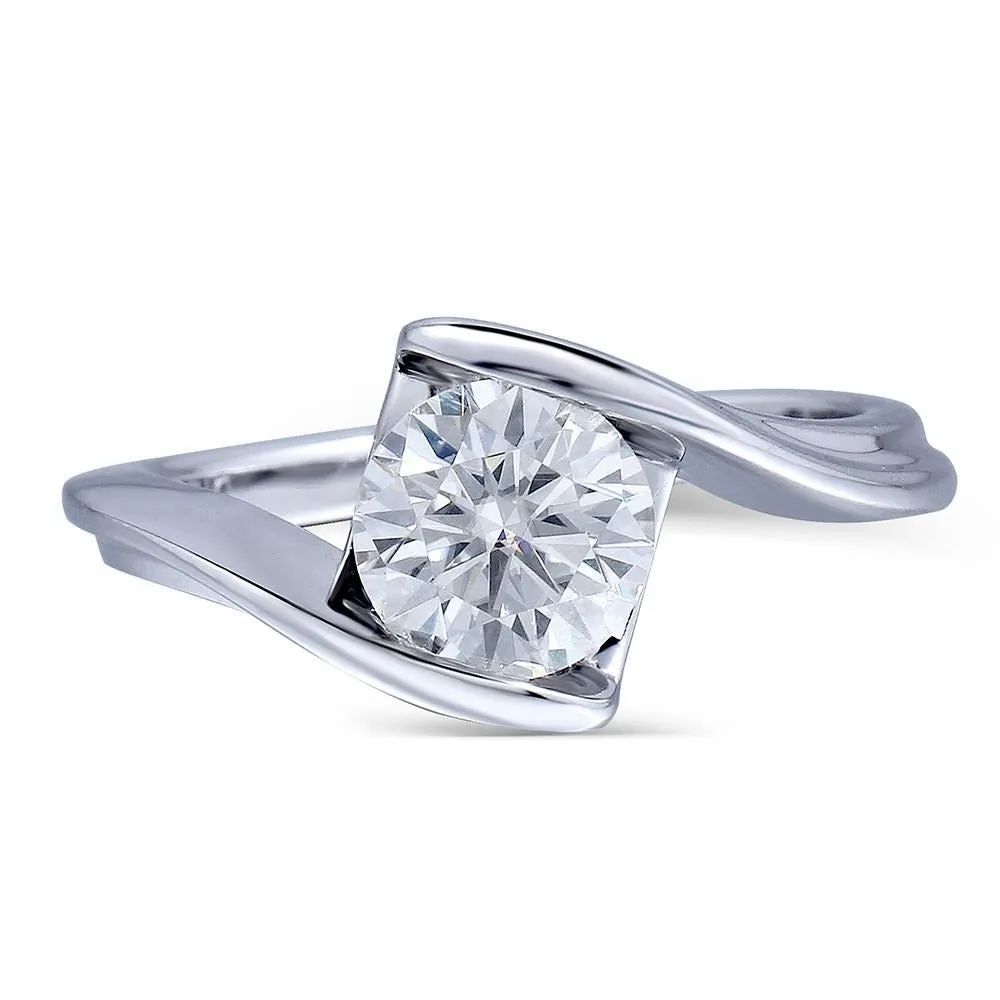 14k White Gold Unique Moissanite Ring 1.2ct