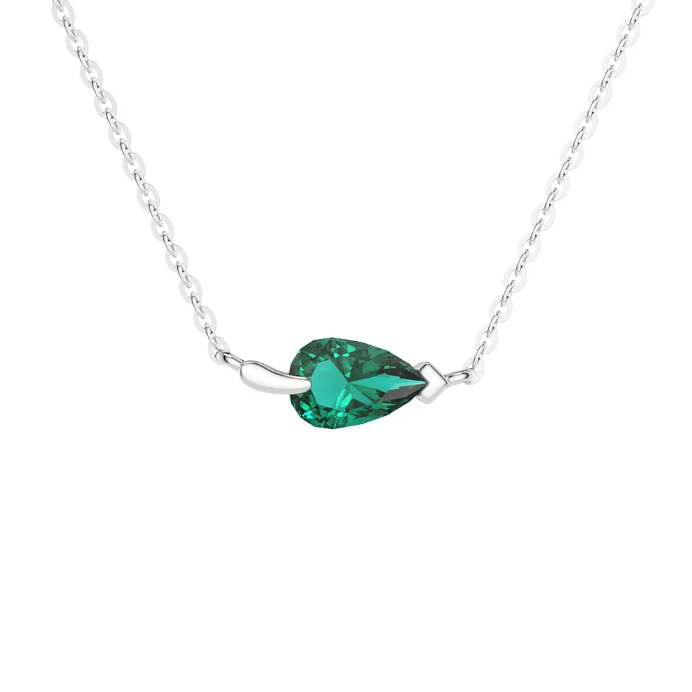 1CT. Pear Lab Grown Emerald Leaf Necklace