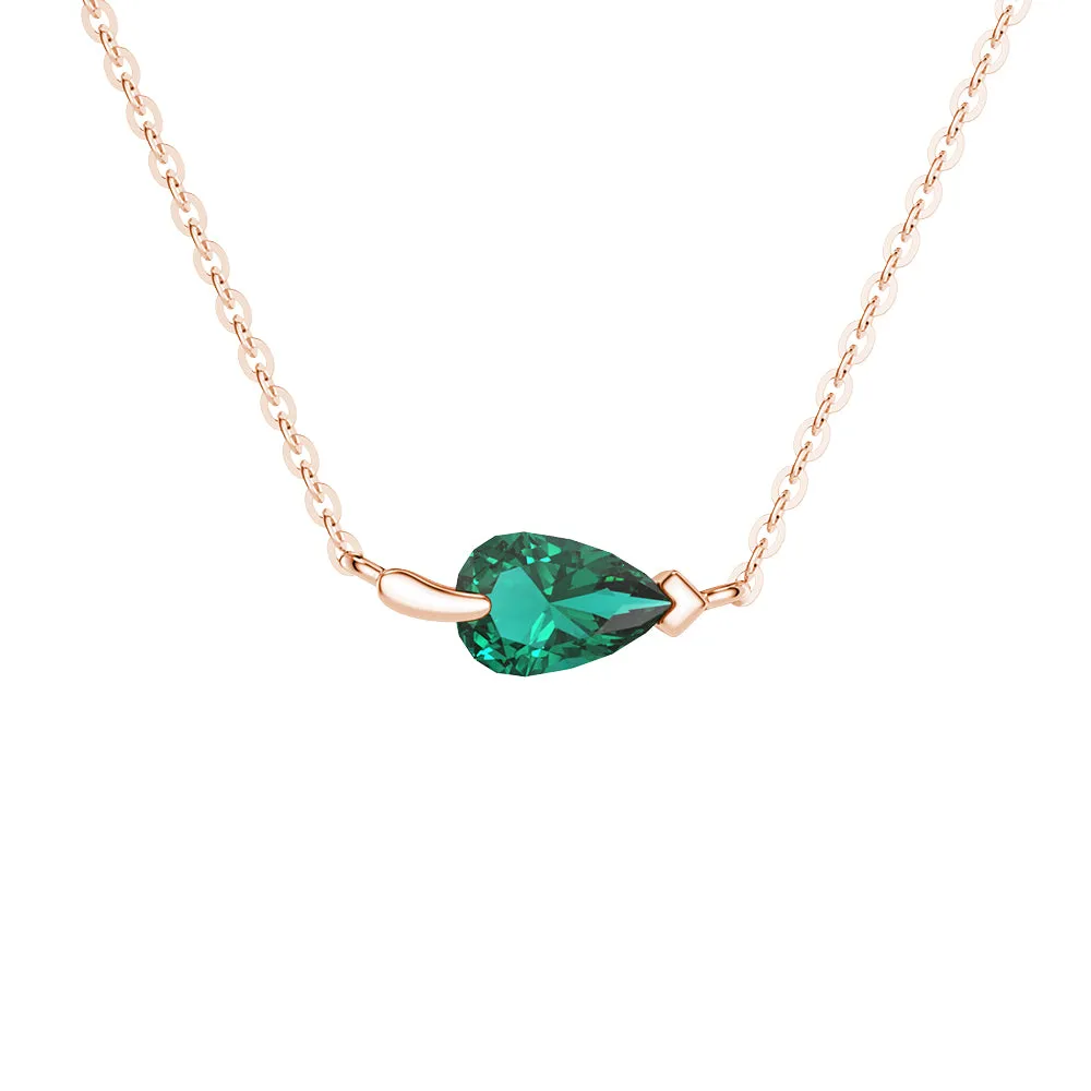 1CT. Pear Lab Grown Emerald Leaf Necklace