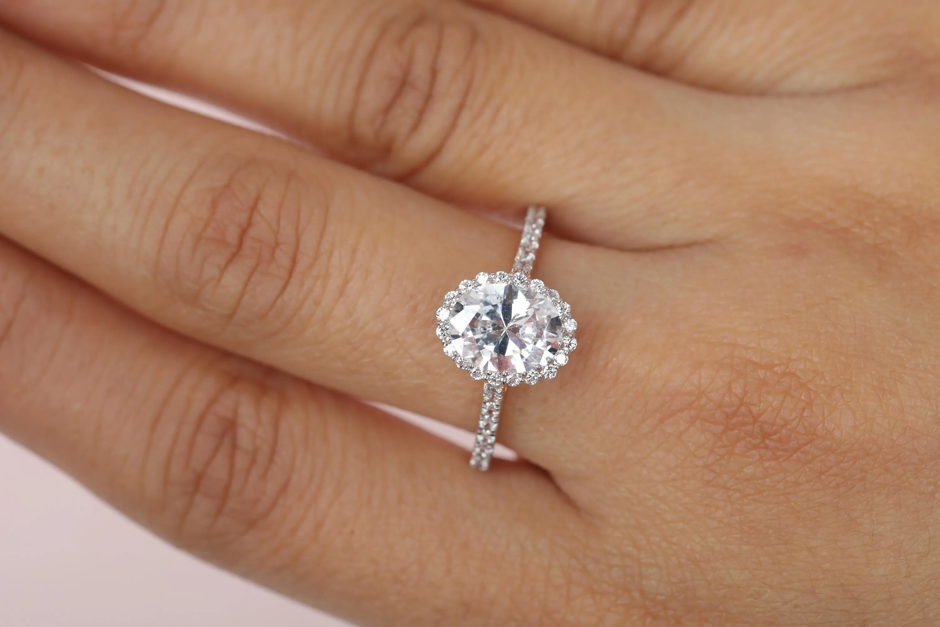 2.00 CT Oval Engagement Ring, Dainty Moissanite Engagement Ring