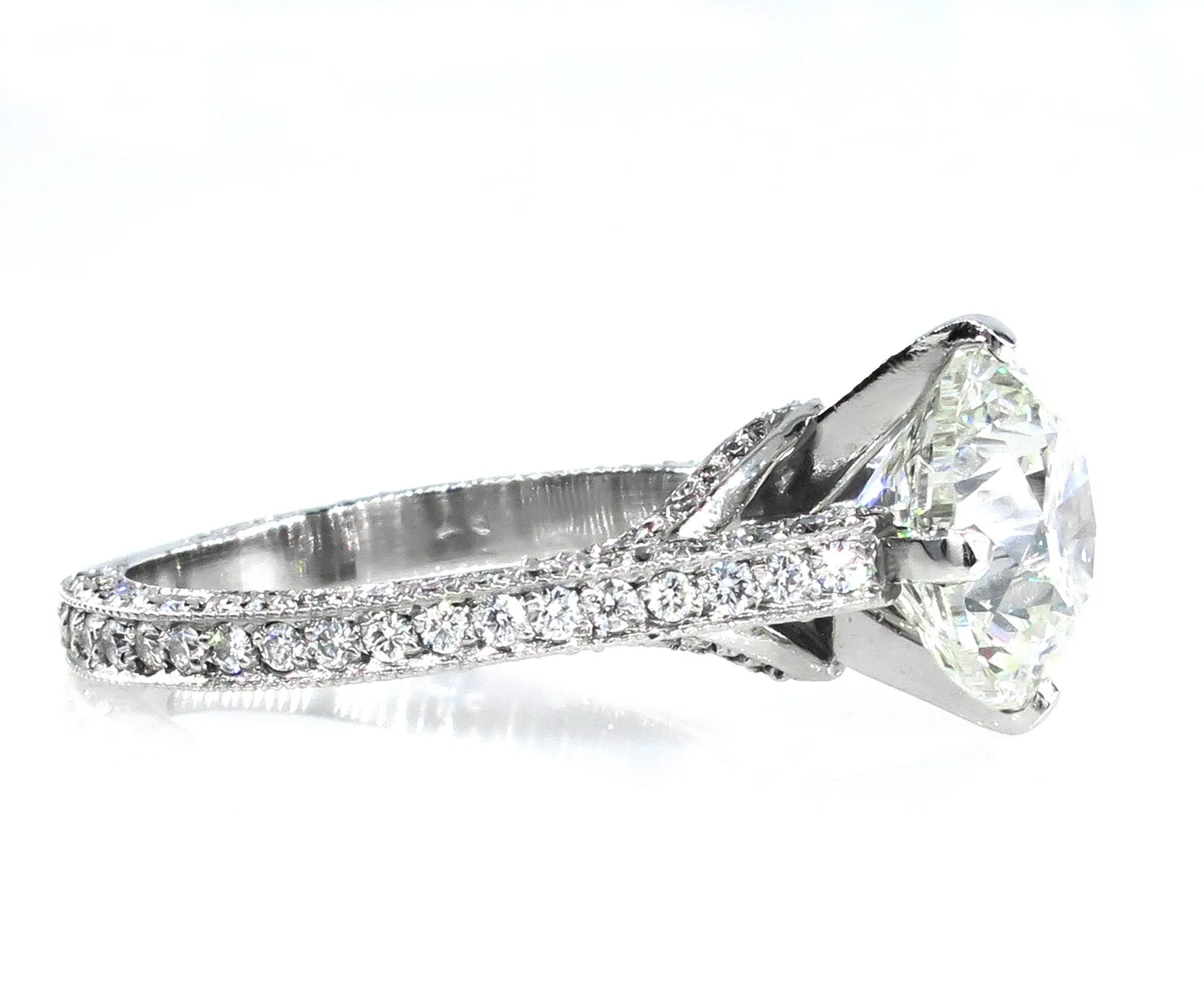 4.36ct Estate Round Brilliant Cut Diamond Solitaire Engagement Wedding Platinum Ring