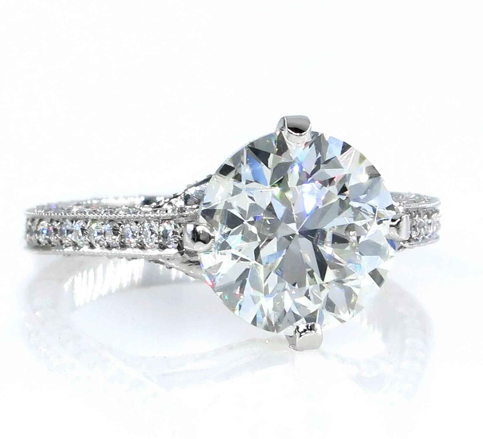 4.36ct Estate Round Brilliant Cut Diamond Solitaire Engagement Wedding Platinum Ring