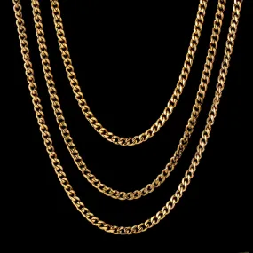 4mm Miami Cuban Link Chain Set in 18K Gold for Men's Necklace KRKC