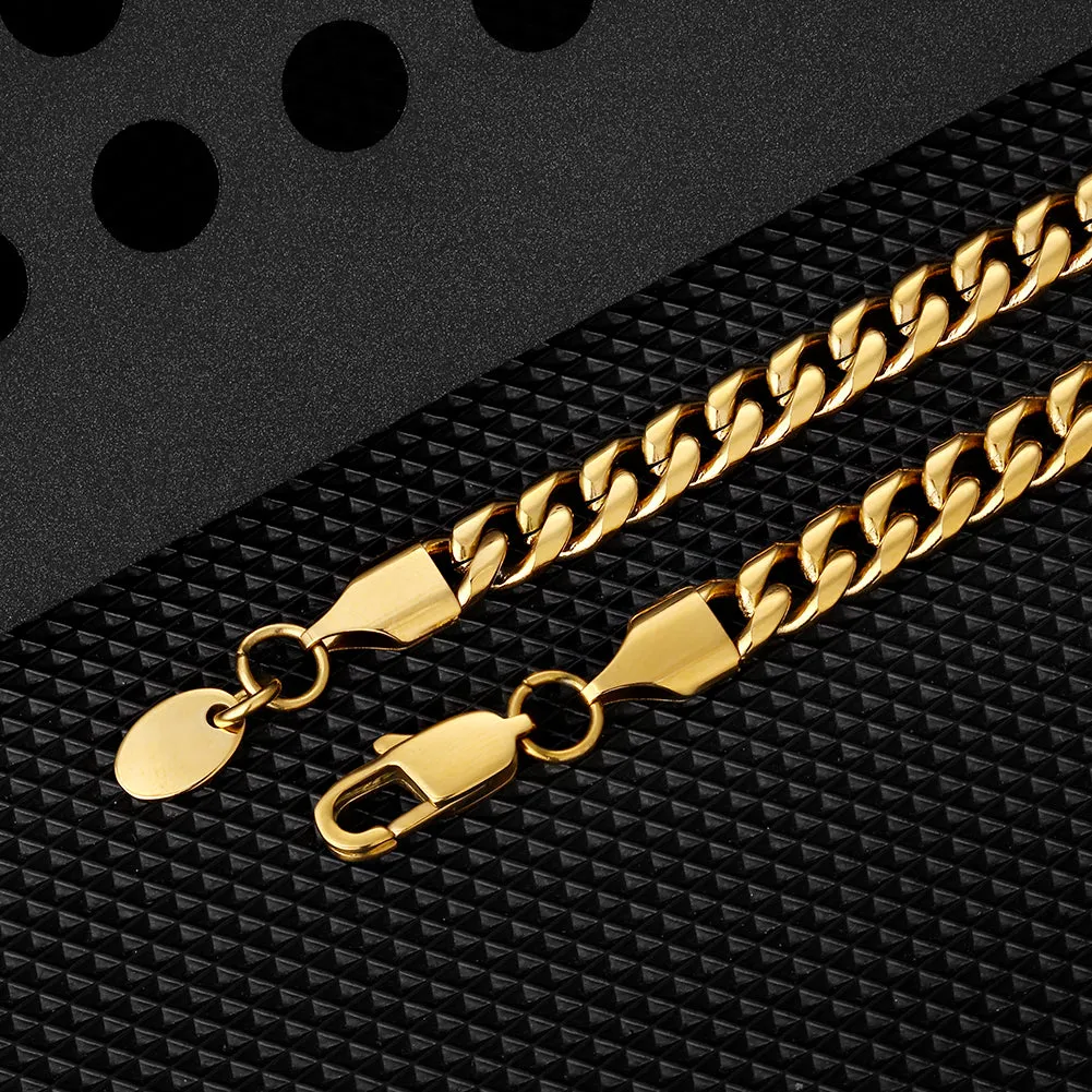 6mm Miami Cuban Set in 18K Gold for Men's Chain KRKC