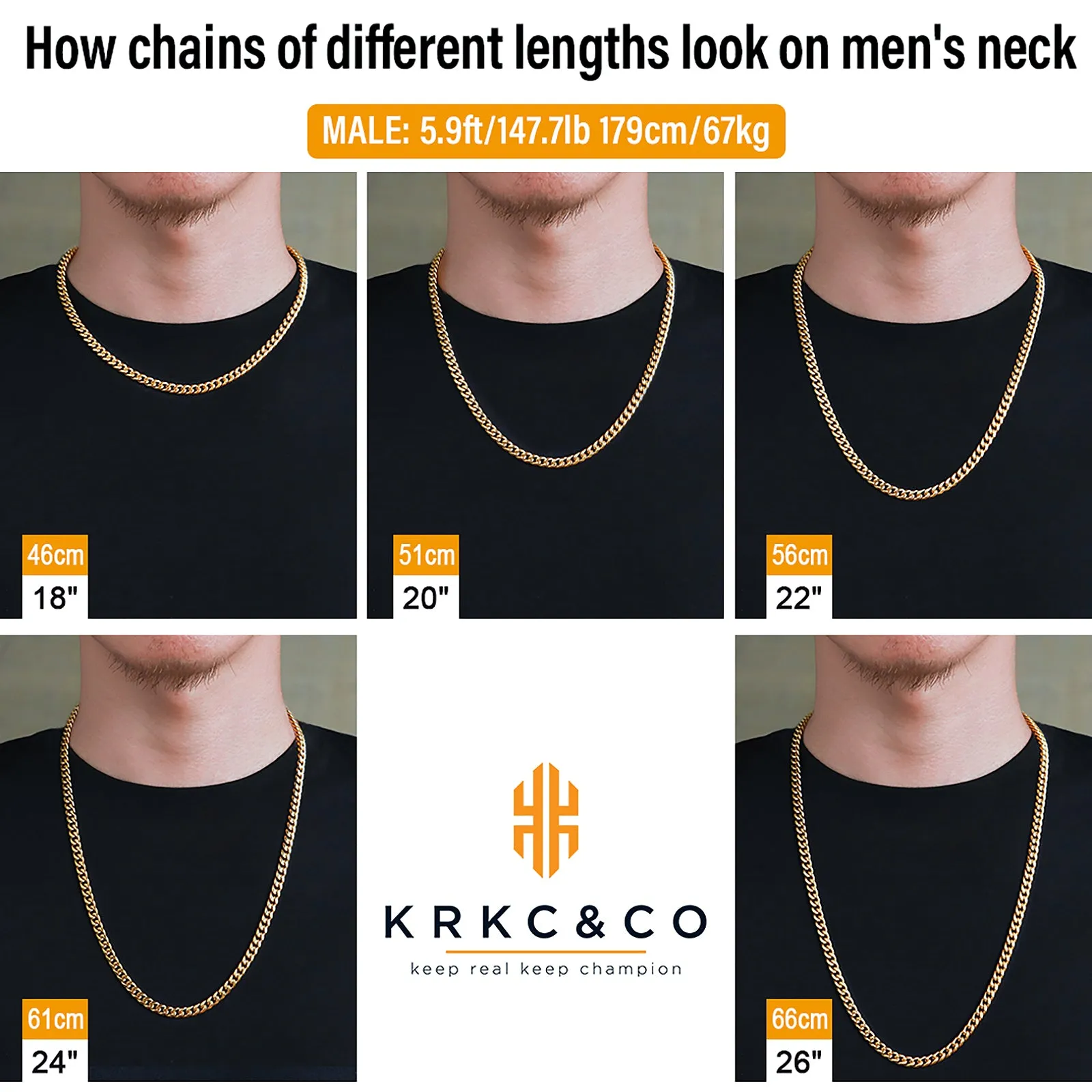 6mm Miami Cuban Set in 18K Gold for Men's Chain KRKC