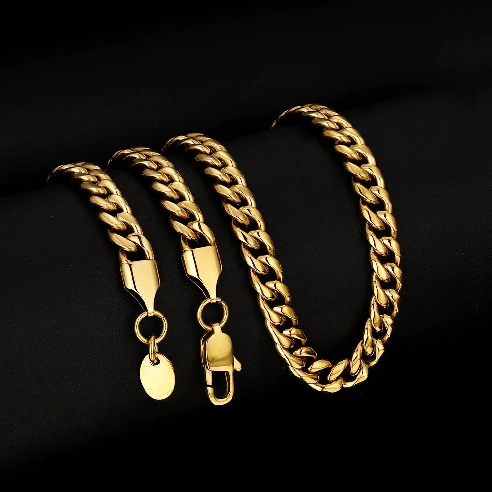 6mm Miami Cuban Set in 18K Gold for Men's Chain KRKC