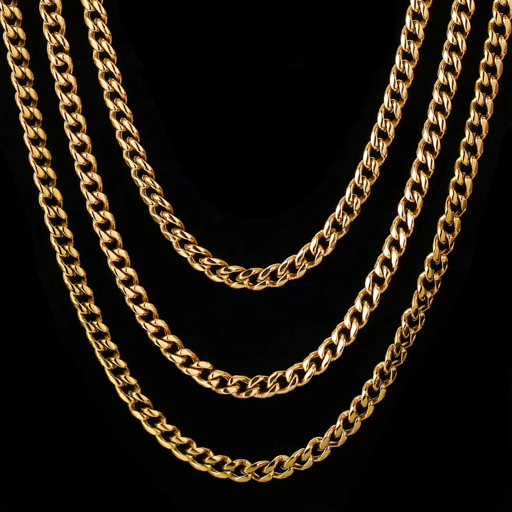 6mm Miami Cuban Set in 18K Gold for Men's Chain KRKC