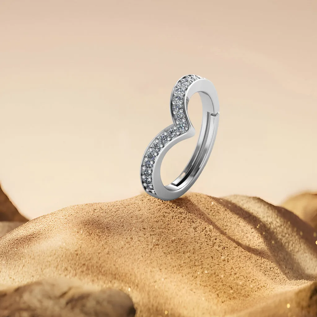 925 Pure Starling Silver Wave V Ladies Special Ring for Ladies