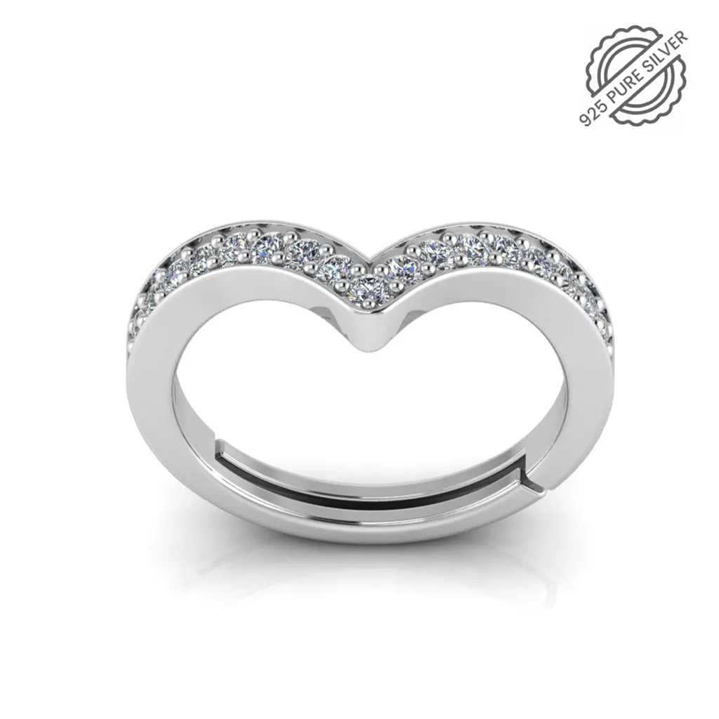 925 Pure Starling Silver Wave V Ladies Special Ring for Ladies