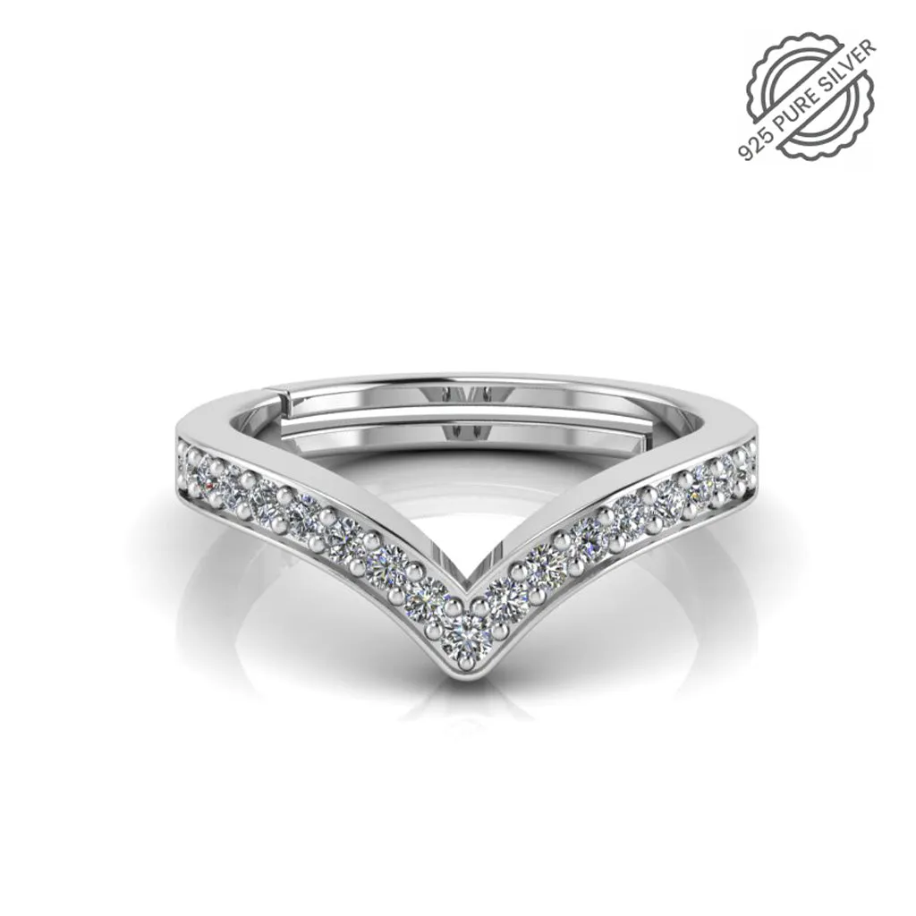 925 Pure Starling Silver Wave V Ladies Special Ring for Ladies