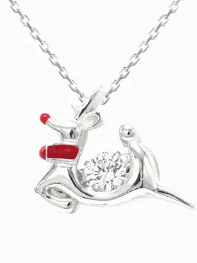 925 Silver Rudolph The Red Nose Reindeer Necklace