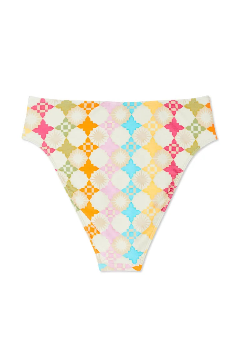 Abstract High Waist Swim Brief