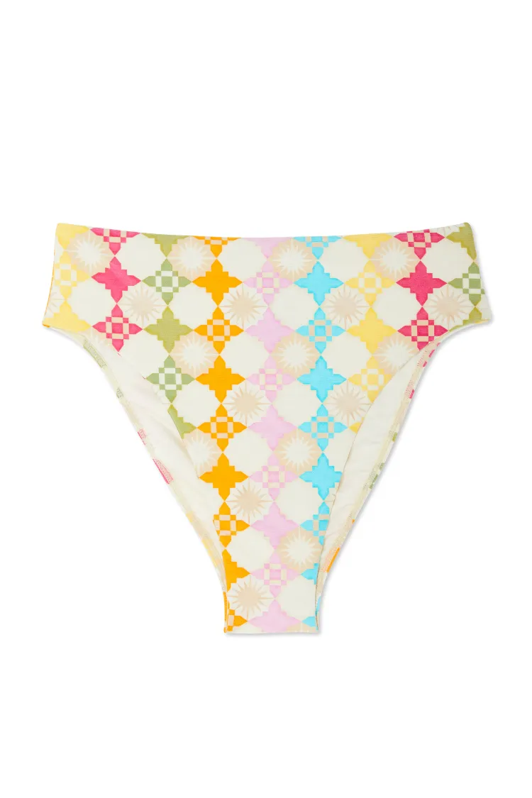 Abstract High Waist Swim Brief