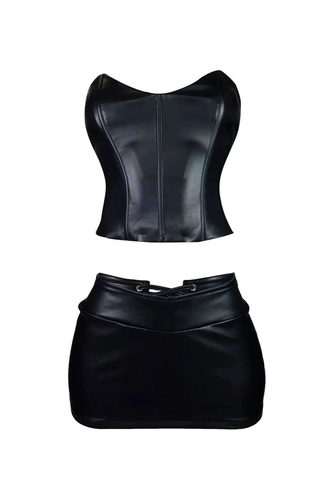 Afterhour Faux Leather Skirt SET