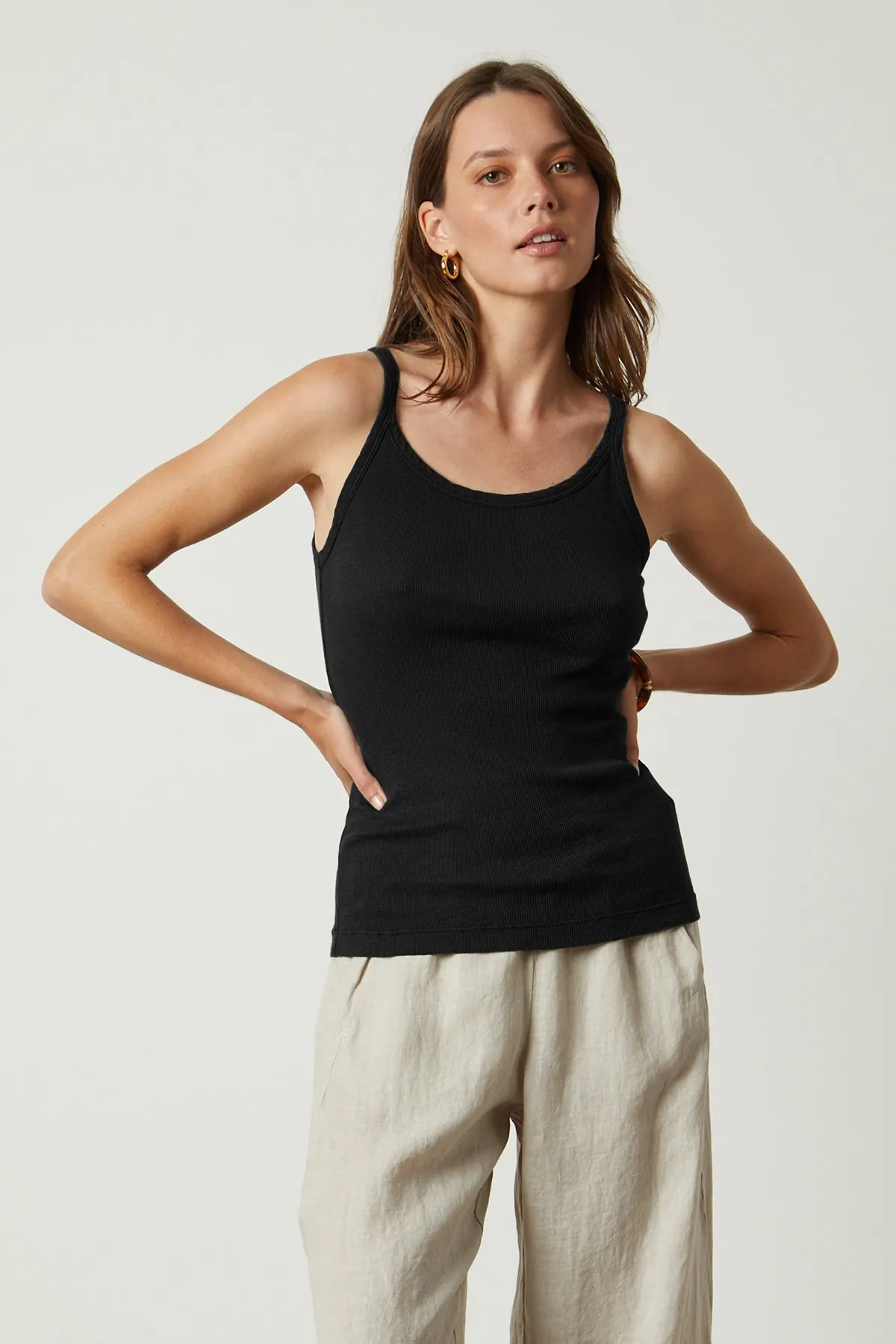 ALIZA RIBBED COTTON LAYERING TANK