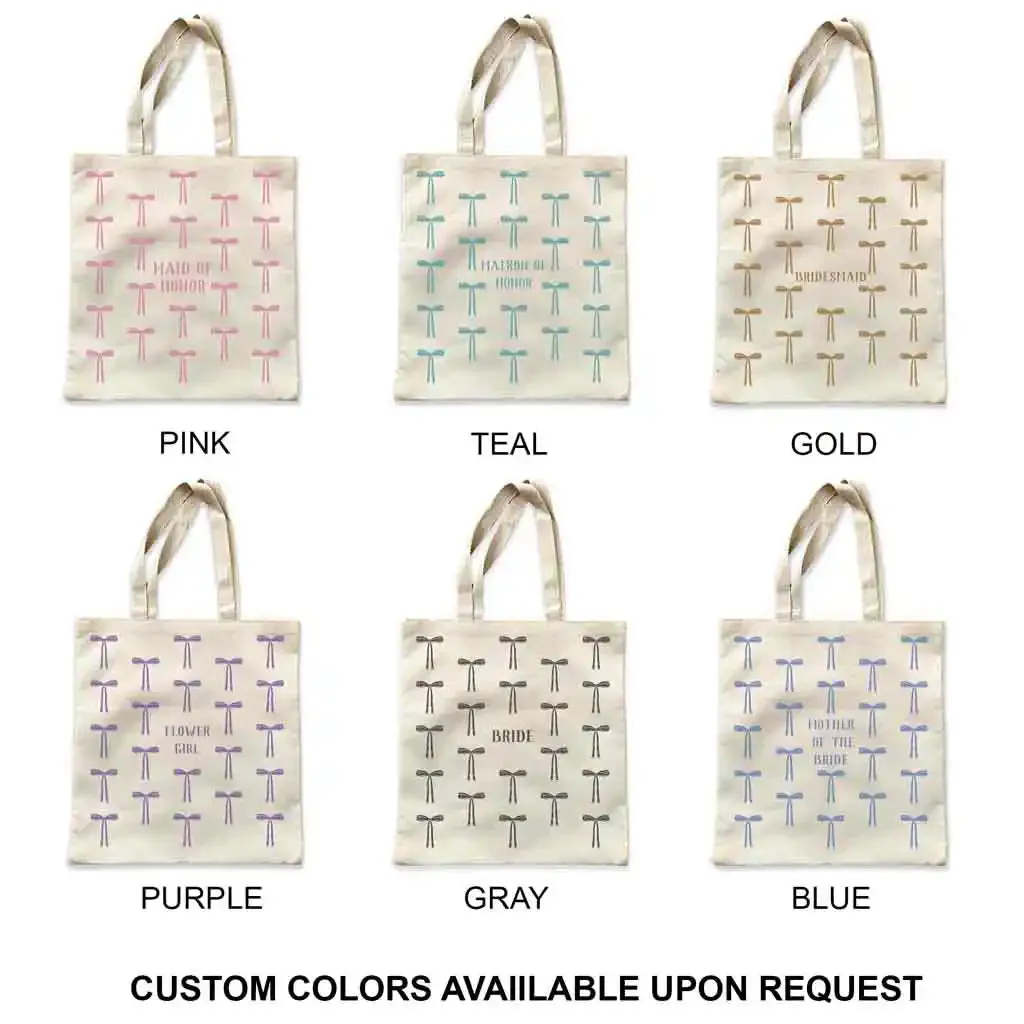 All Over Coquette Bow Bridal Party Tote Bag