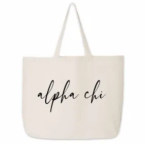 Alpha Chi Omega Script Writing Nickname Canvas Tote Bag