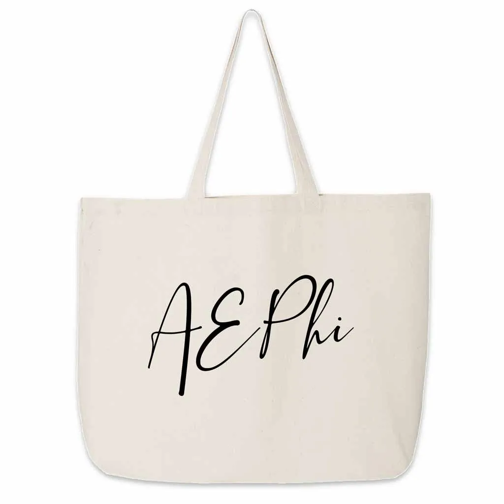 Alpha Epsilon Phi Script Writing Nickname Canvas Tote Bag