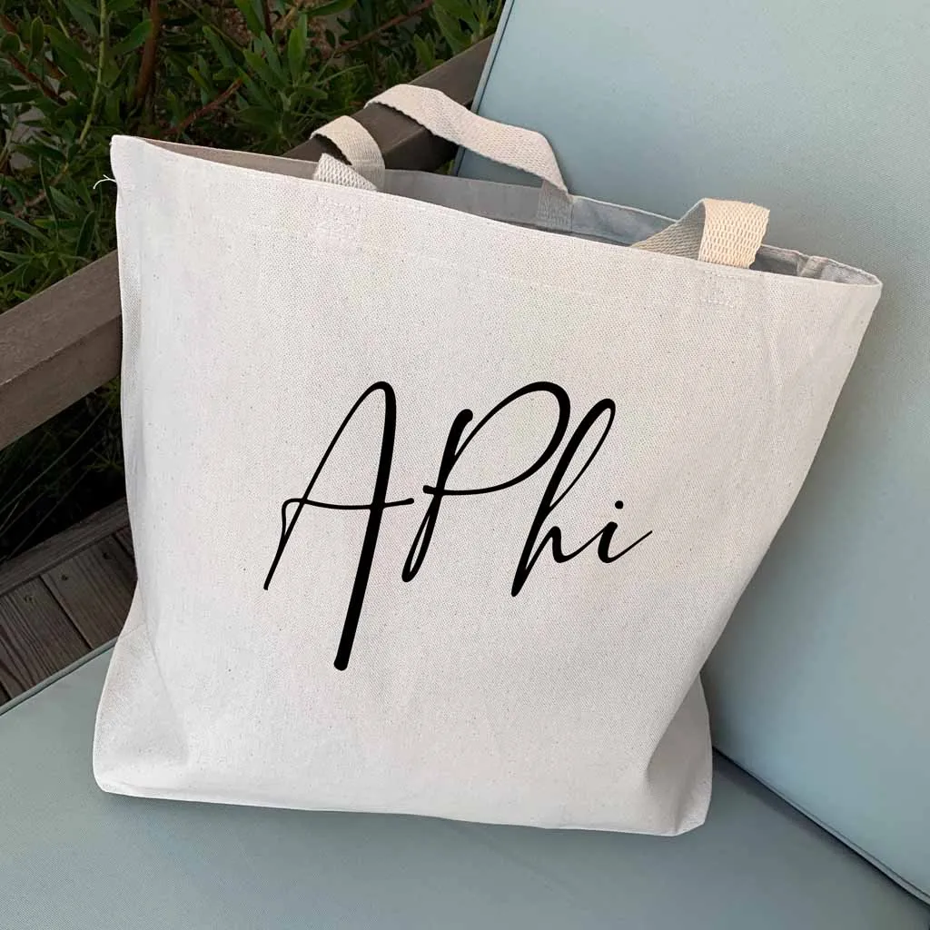 Alpha Phi Script Writing Nickname Canvas Tote Bag