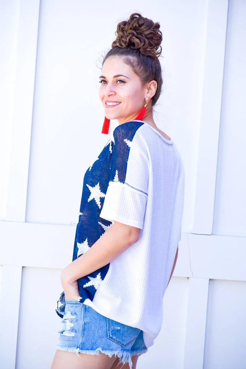 American Women Flag Knit Blouse