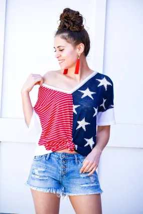 American Women Flag Knit Blouse