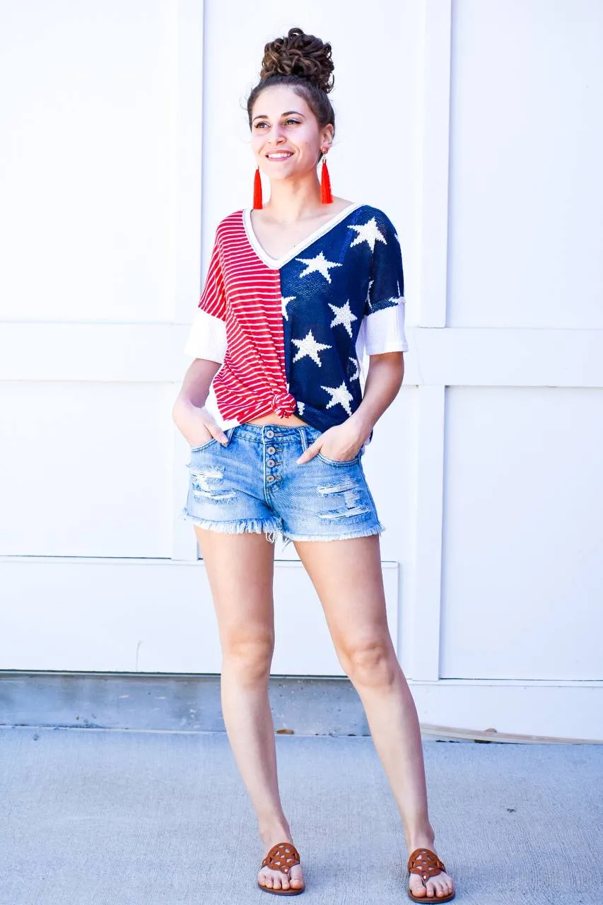 American Women Flag Knit Blouse