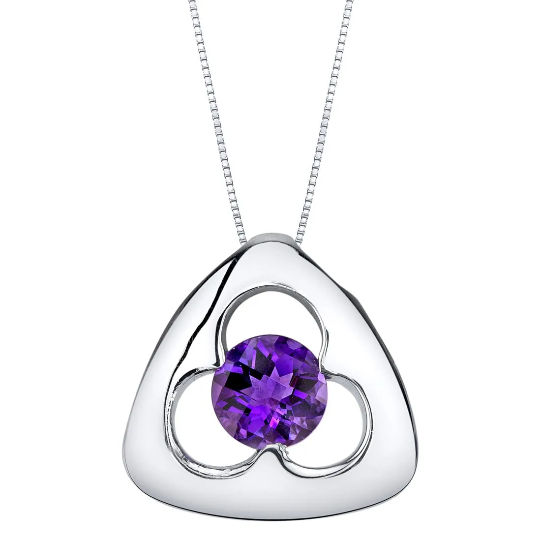 Amethyst Pendant Sterling Silver Round Shape 0.75 Carat