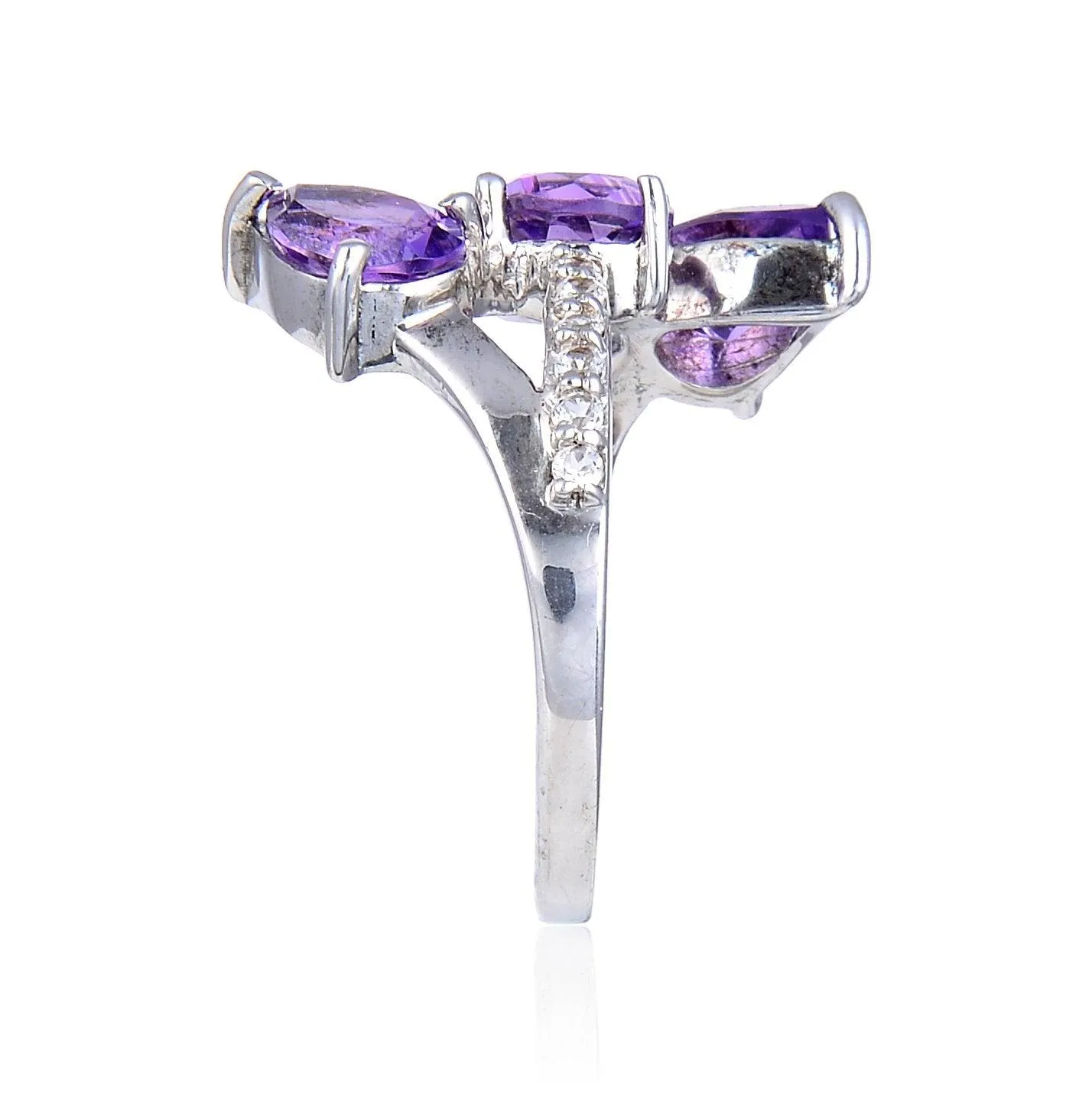 Amethyst Three Stone Fashion Ring