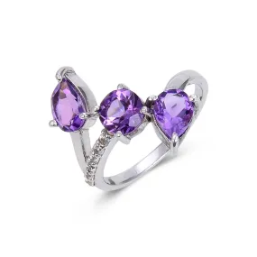 Amethyst Three Stone Fashion Ring