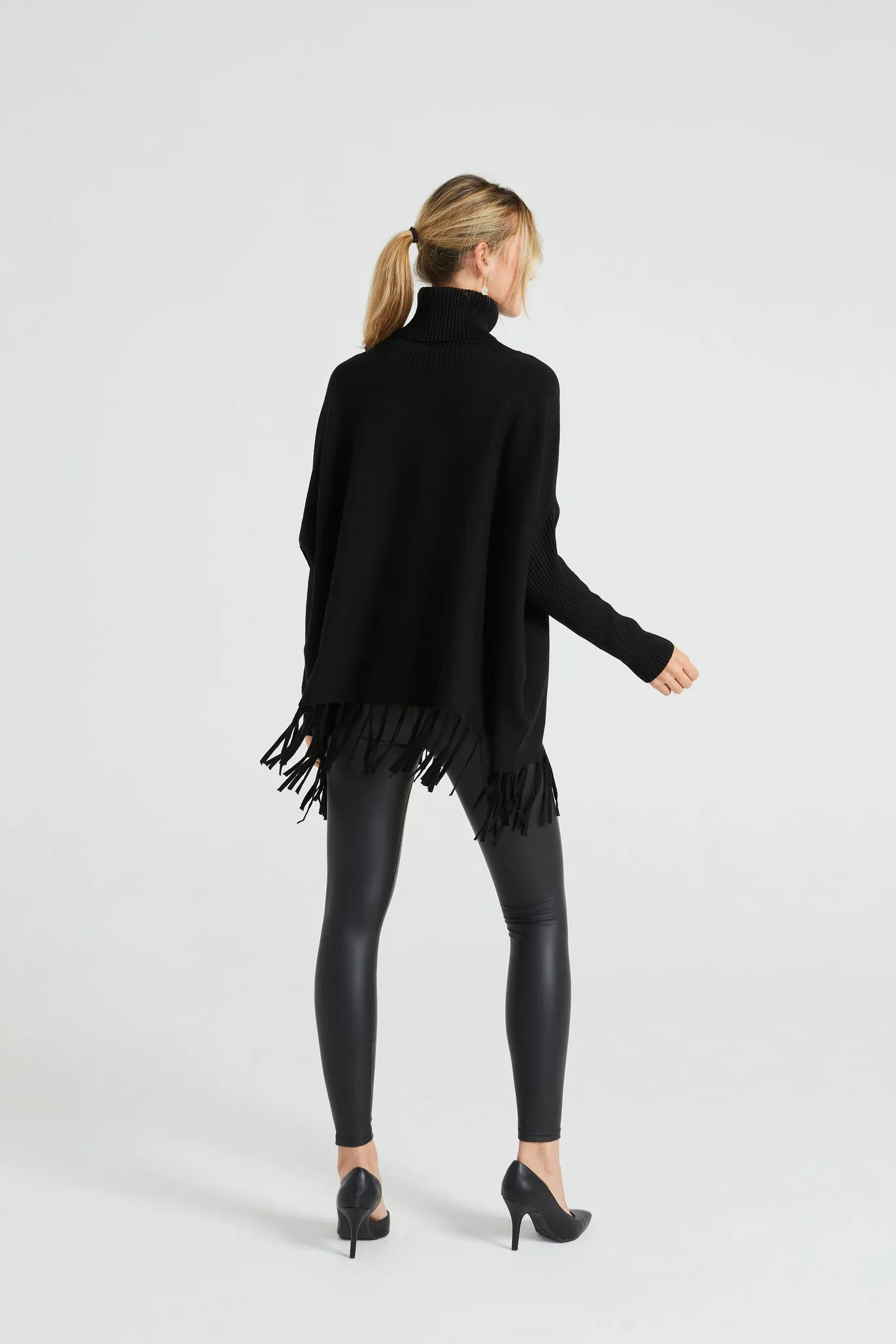 Angeleye High Neck Oversized Jumper With Tassled Hem