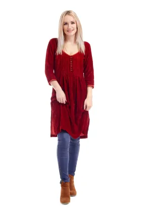 Annabel Silk Velvet Long Tunic - Red