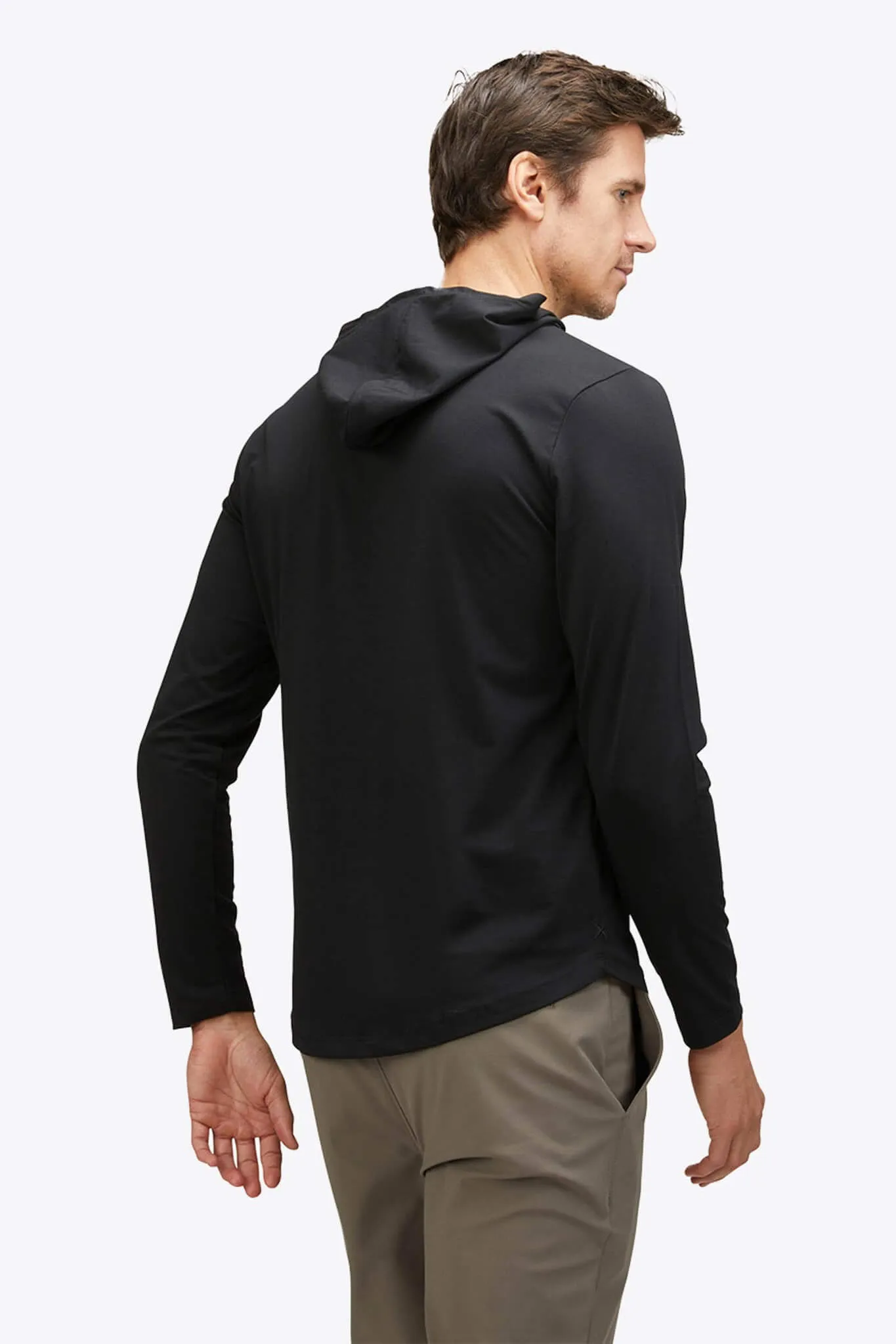 AO LS Hooded Curve Hem Tee