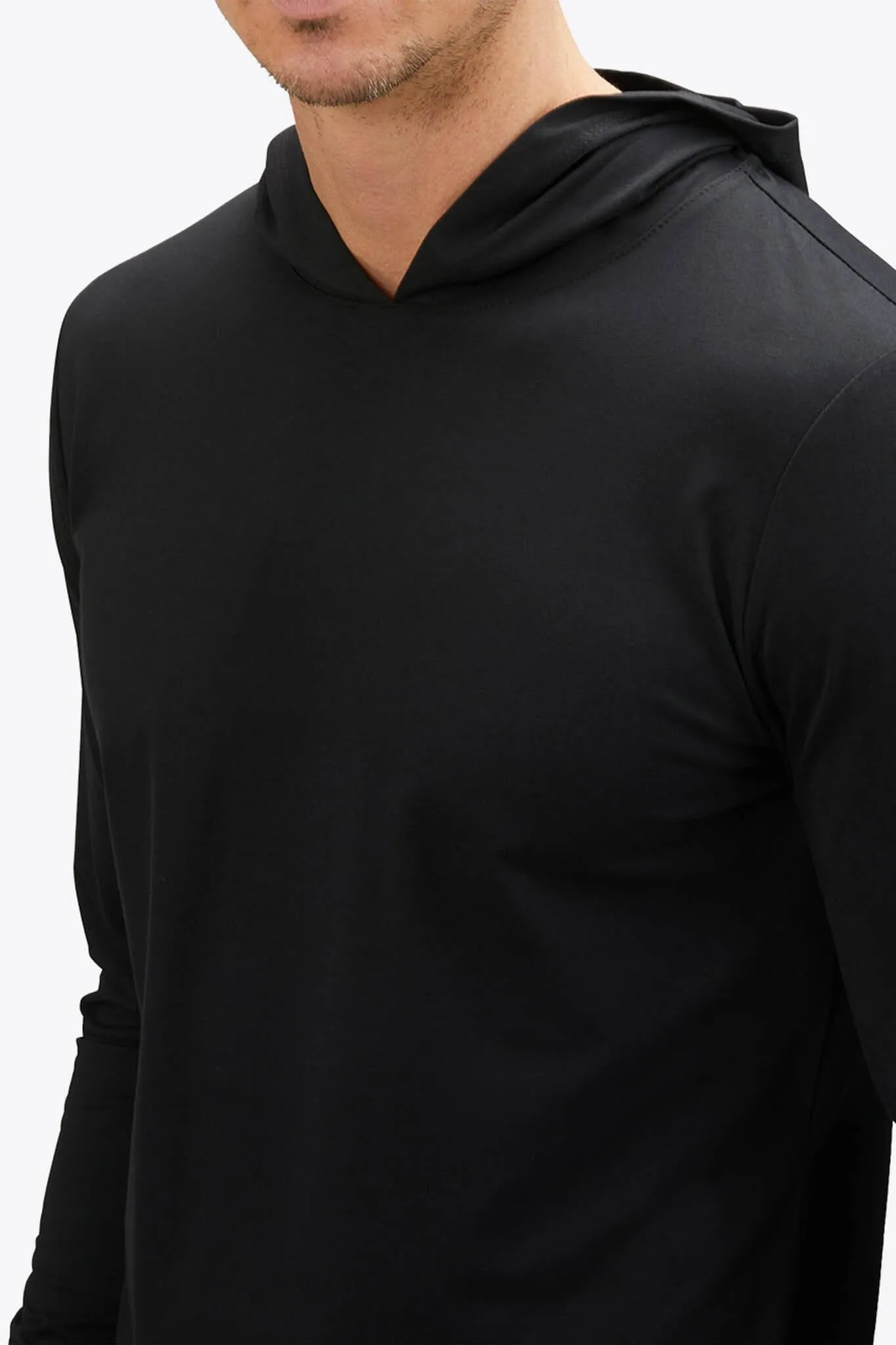 AO LS Hooded Curve Hem Tee