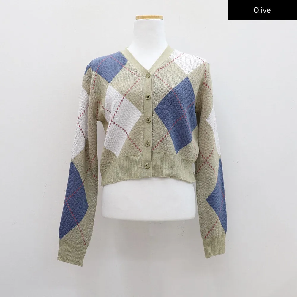 Argyle Cropped Cardigan CM21