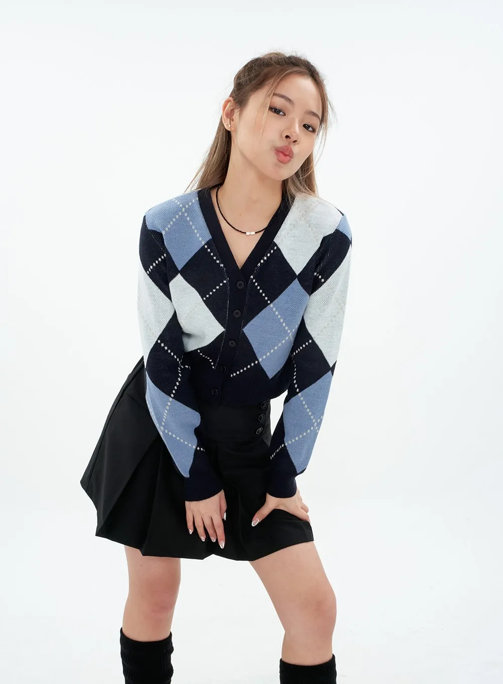 Argyle Cropped Cardigan CM21