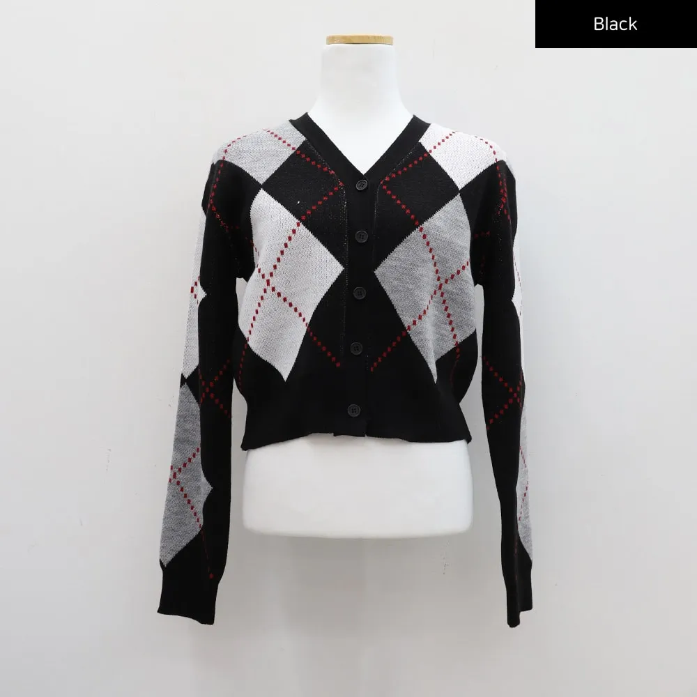 Argyle Cropped Cardigan CM21