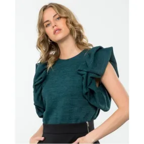 Ariana Ruffle Puff Sleeve Knit Top-SALE