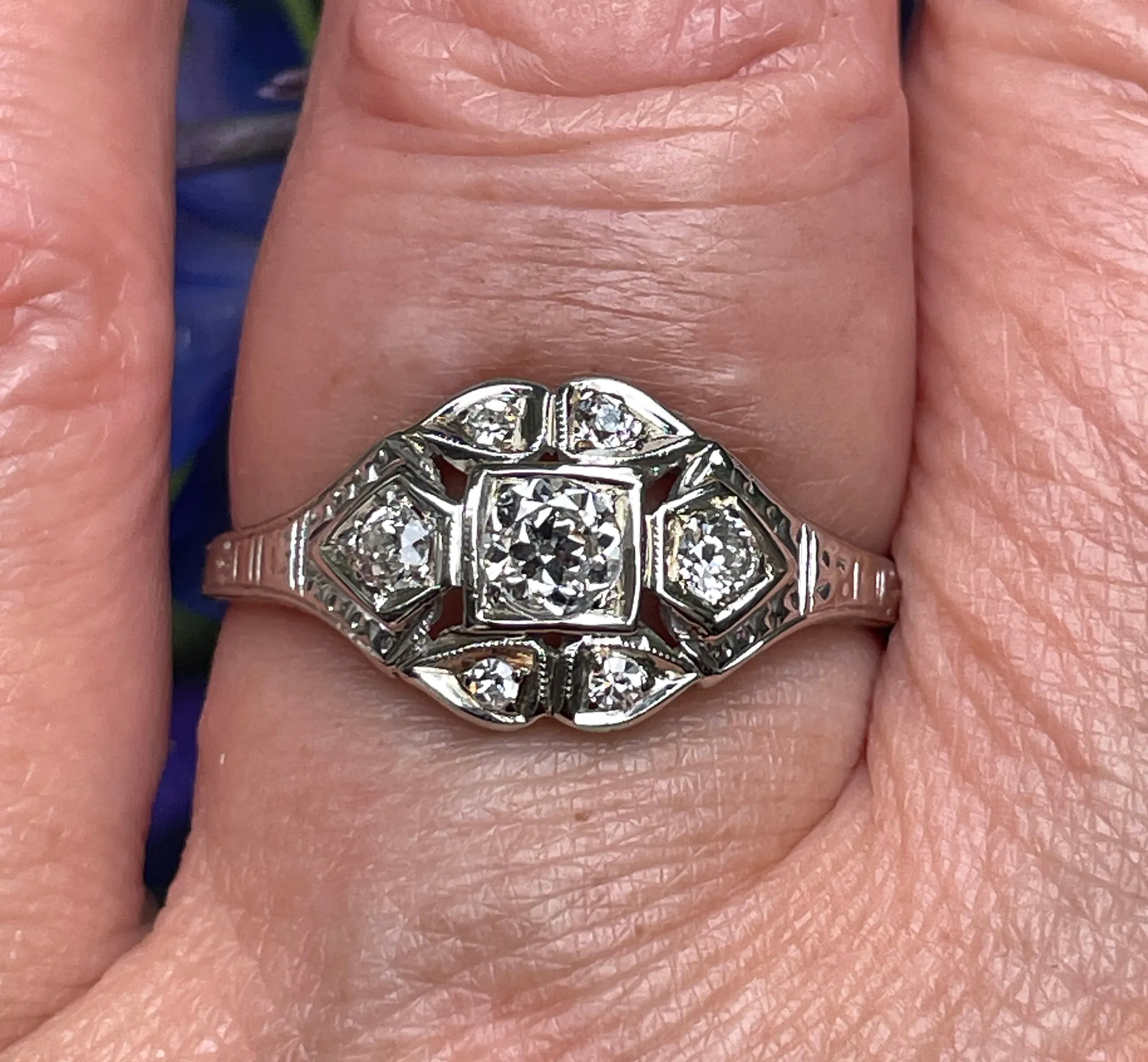 Art Deco Antique Vintage 0.85ct Old European Diamond Engagement Wedding Platinum Ring