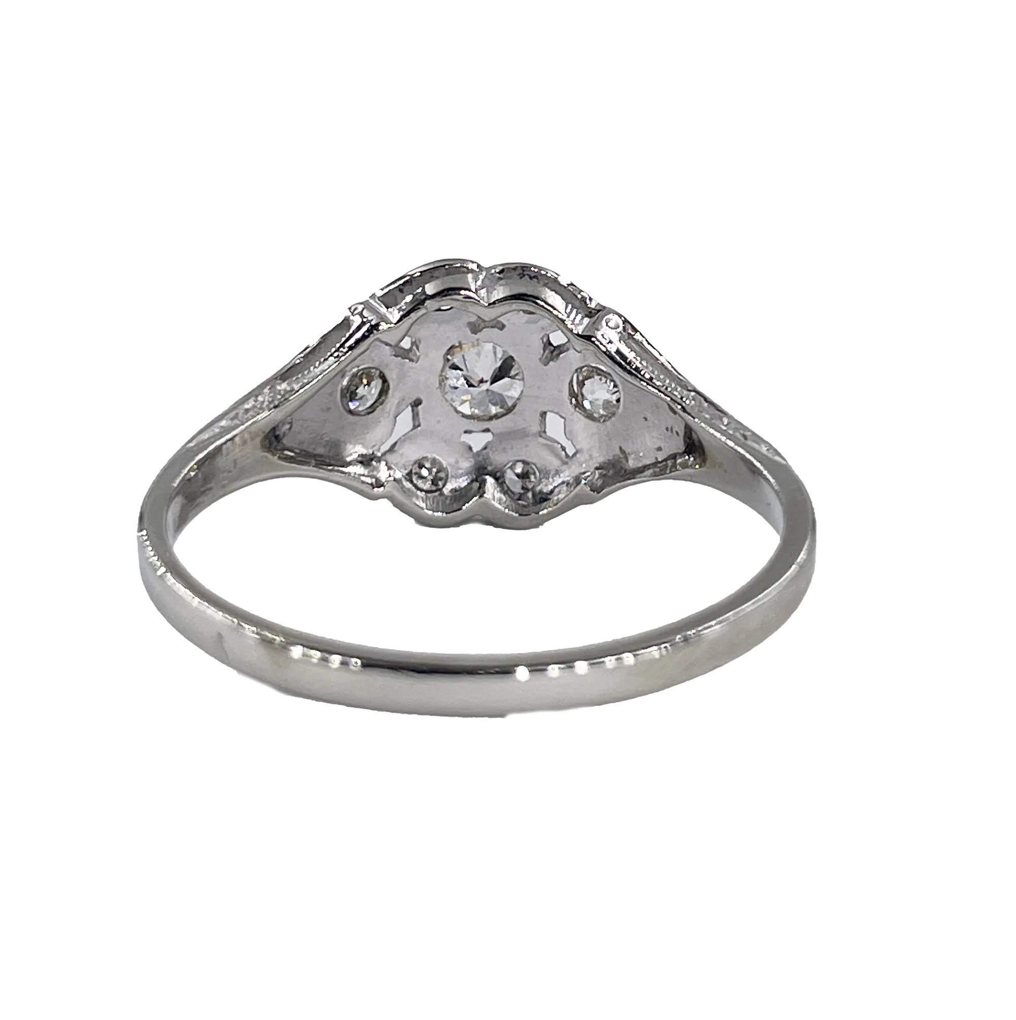 Art Deco Antique Vintage 0.85ct Old European Diamond Engagement Wedding Platinum Ring