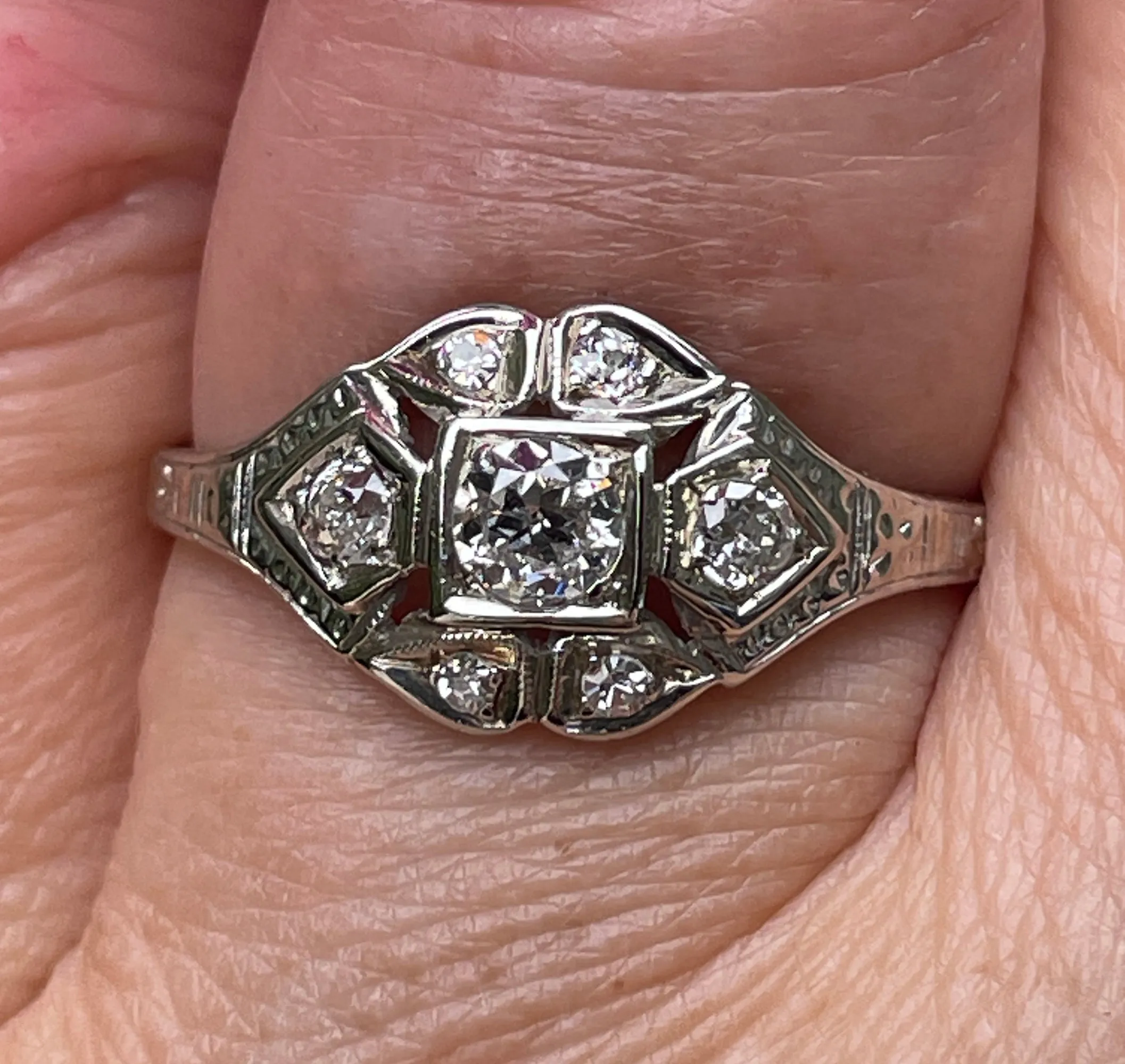 Art Deco Antique Vintage 0.85ct Old European Diamond Engagement Wedding Platinum Ring