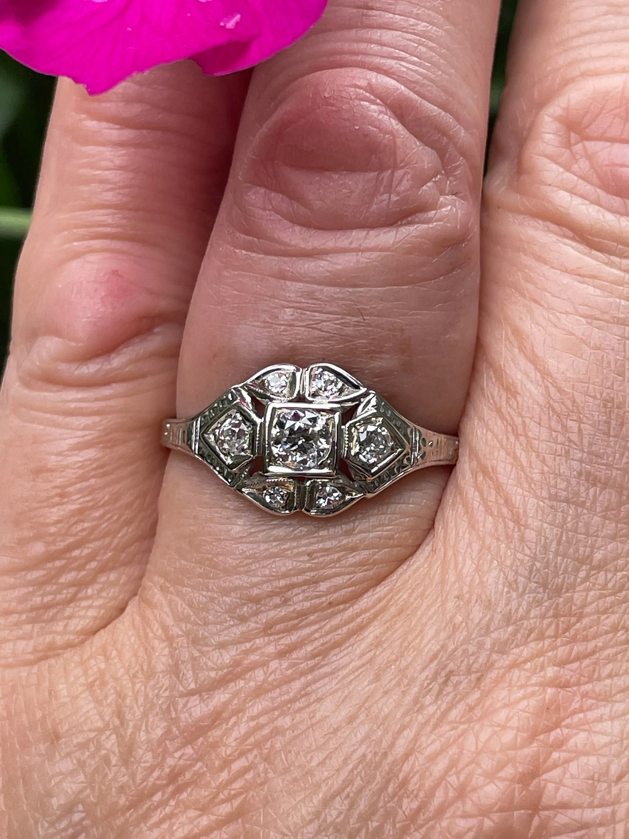 Art Deco Antique Vintage 0.85ct Old European Diamond Engagement Wedding Platinum Ring